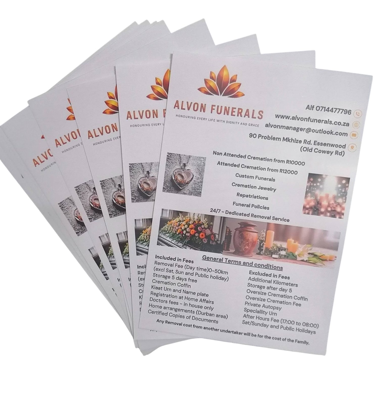 Flyers for Alvon Funerals