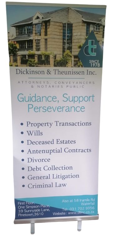 Pull-up banner for Dickinson & Theunissen Inc.