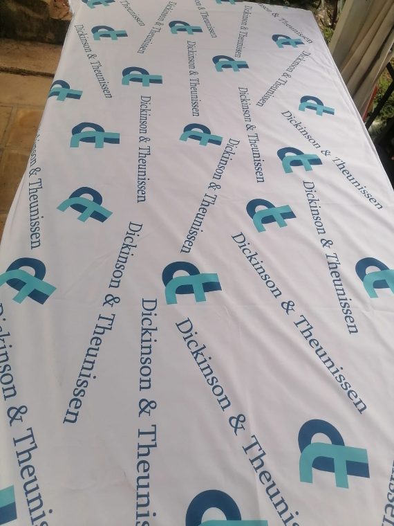 Sublimated Table Cloth for Dickinsen & Theunissen Inc.